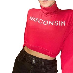 Wisconsin red turtleneck crop top